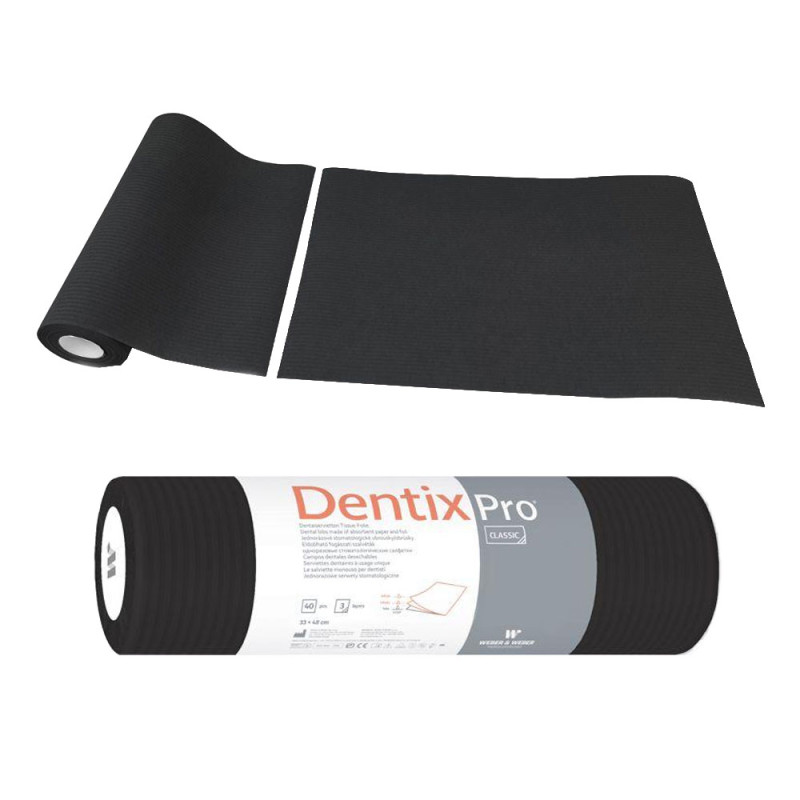 Serweta dentystyczna na rolce 33cm x 48cm czarna podfoliowana 54g DentixPro 400szt
