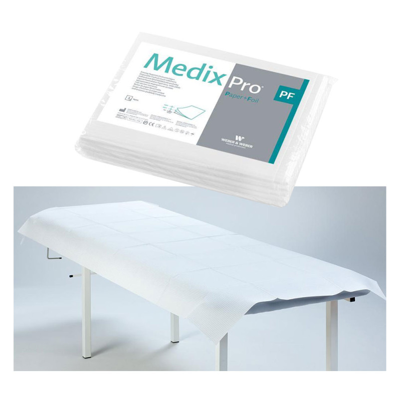 Prześcieradło jednorazowe 77cm x 210cm białe podfoliowane 54g MedixPro 5szt