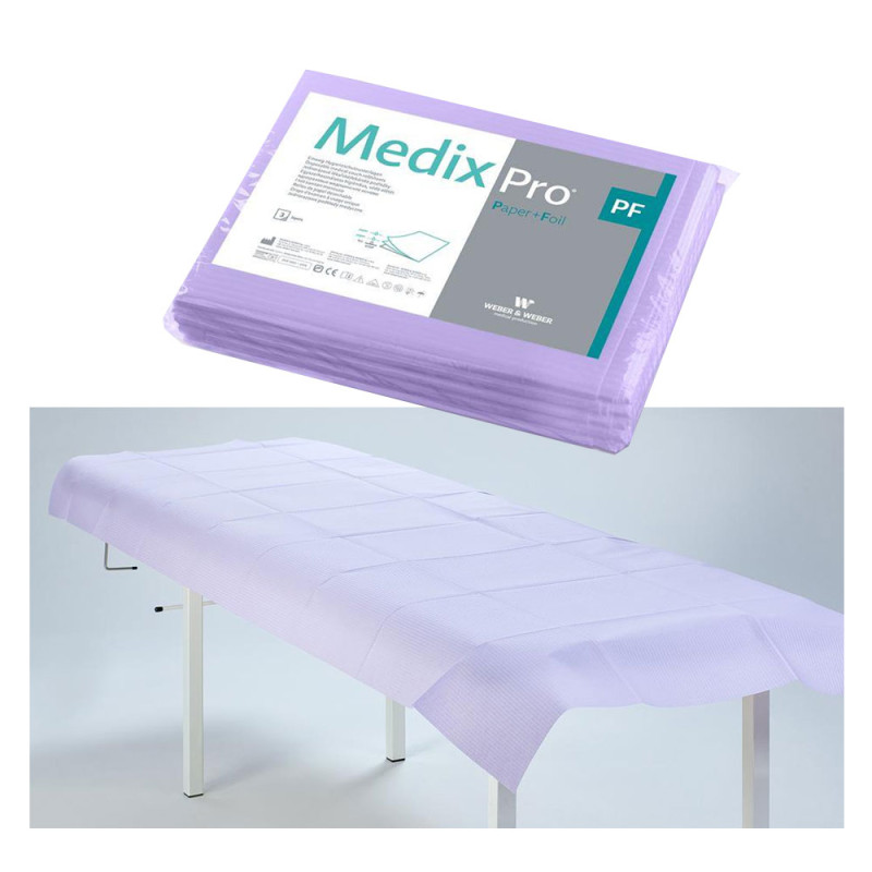 Prześcieradło jednorazowe 77cm x 210cm fioletowe podfoliowane 54g MedixPro 5szt