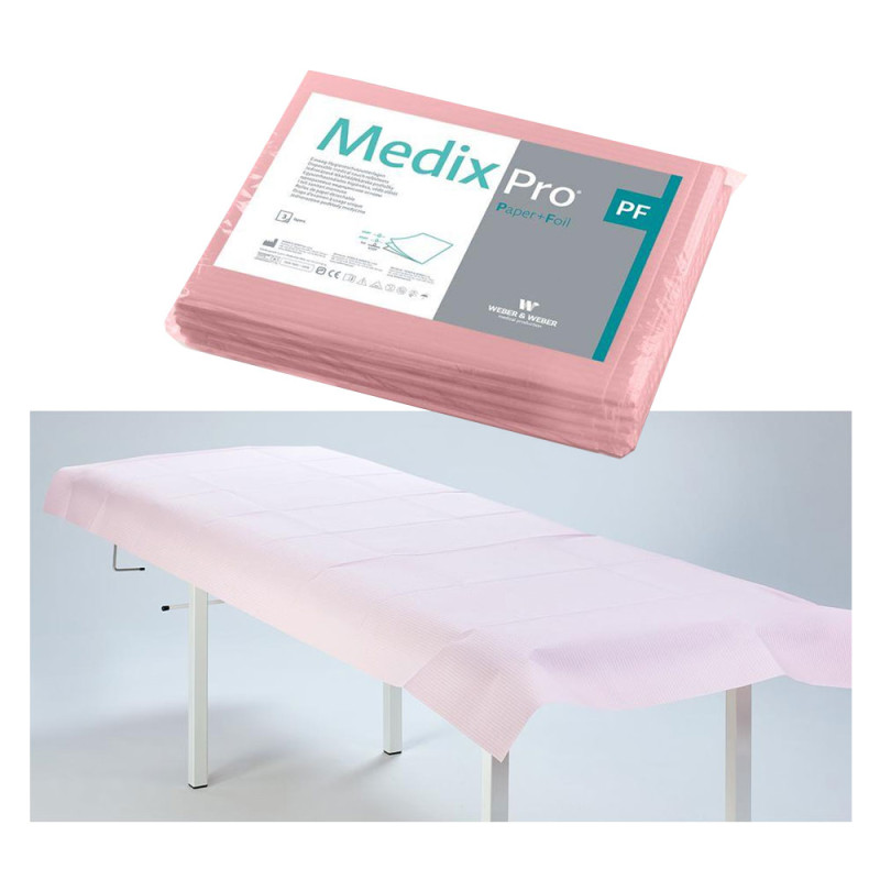 Prześcieradło jednorazowe 77cm x 210cm różowe podfoliowane 54g MedixPro 5szt