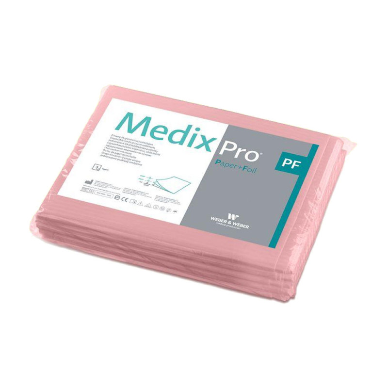 Prześcieradło jednorazowe 77cm x 210cm różowe podfoliowane 54g MedixPro 5szt