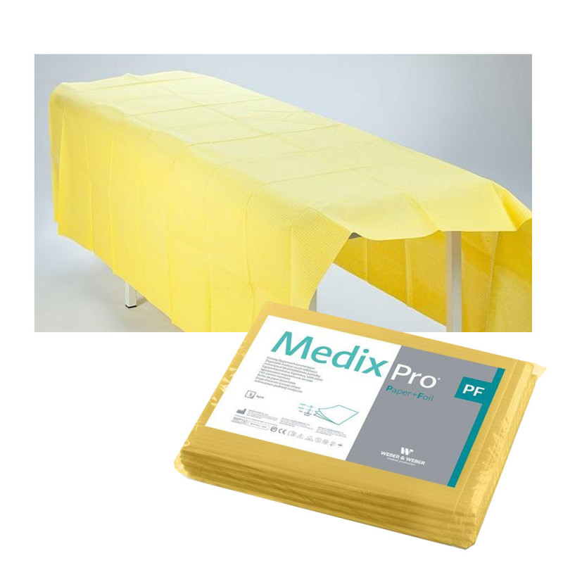 Prześcieradło jednorazowe 150cm x 210cm żółte podfoliowane 54g MedixPro 5szt