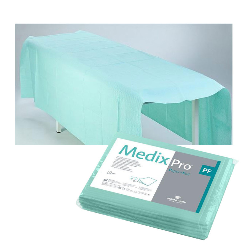 Prześcieradło jednorazowe 150cm x 210cm zielone podfoliowane 54g MedixPro 5szt