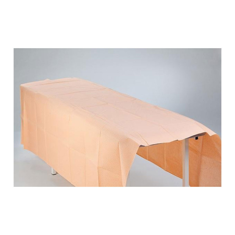 Prześcieradło jednorazowe 150cm x 210cm morelowe podfoliowane 54g MedixPro 20szt