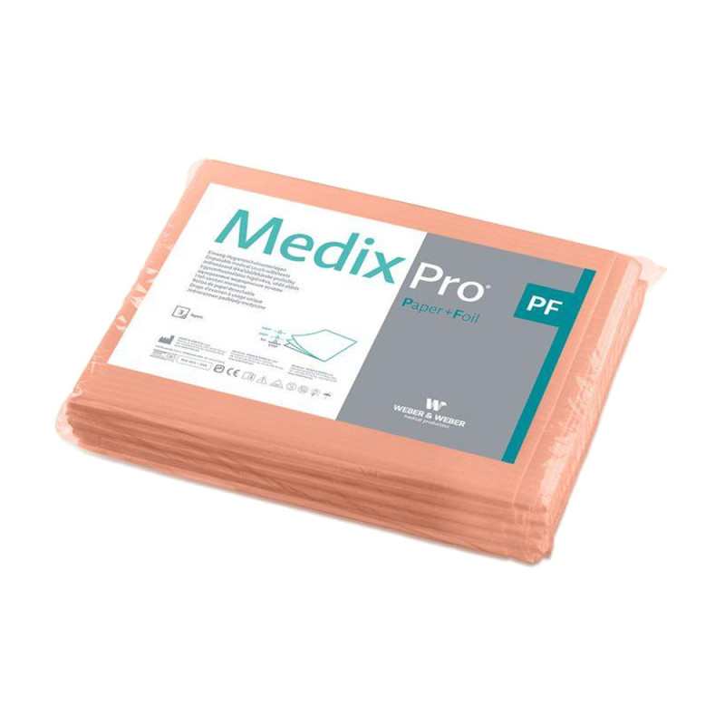 Prześcieradło jednorazowe 77cm x 210cm morelowe podfoliowane 54g MedixPro 40szt