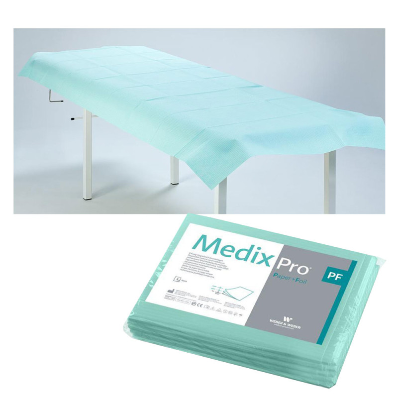 Prześcieradło jednorazowe 77cm x 210cm zielone podfoliowane 54g MedixPro 40szt