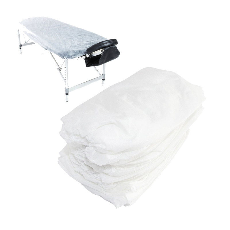 Prześcieradło jednorazowe z gumką 100cm x 220cm białe włóknina 15g 10szt