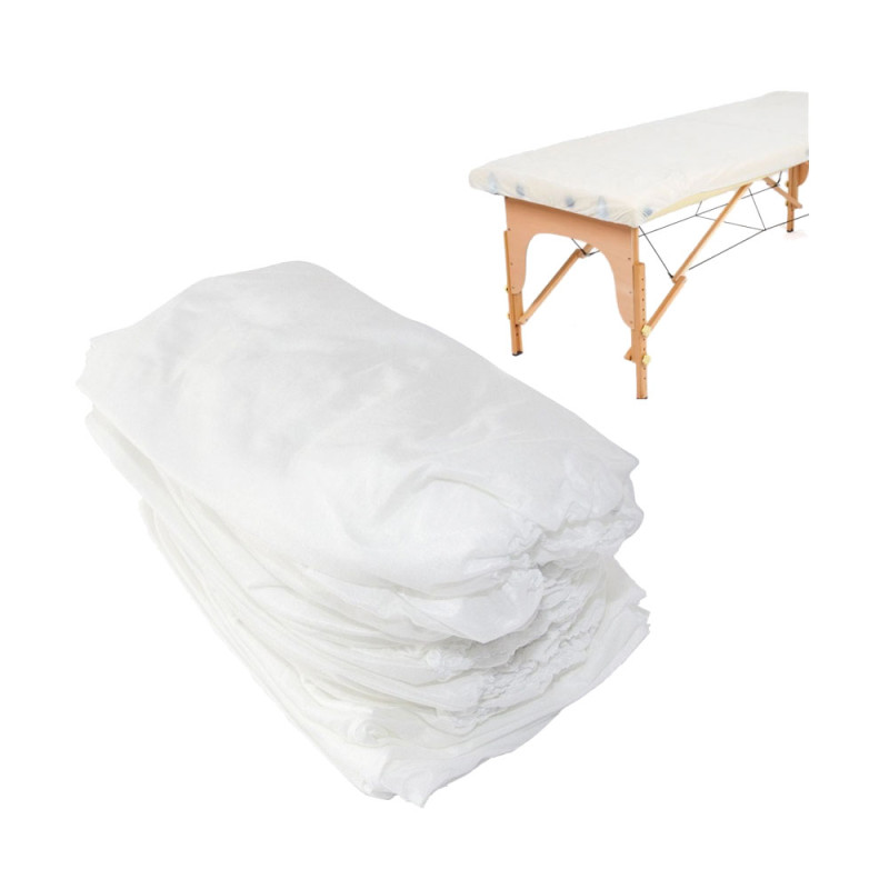 Prześcieradło jednorazowe z gumką 80cm x 200cm białe włóknina 15g 10szt