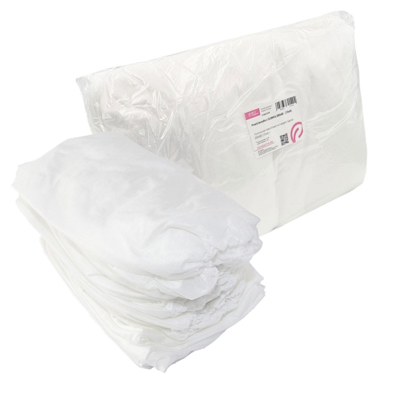 Prześcieradło jednorazowe z gumką 200cm x 80cm białe włóknina 15g 10szt x 10op