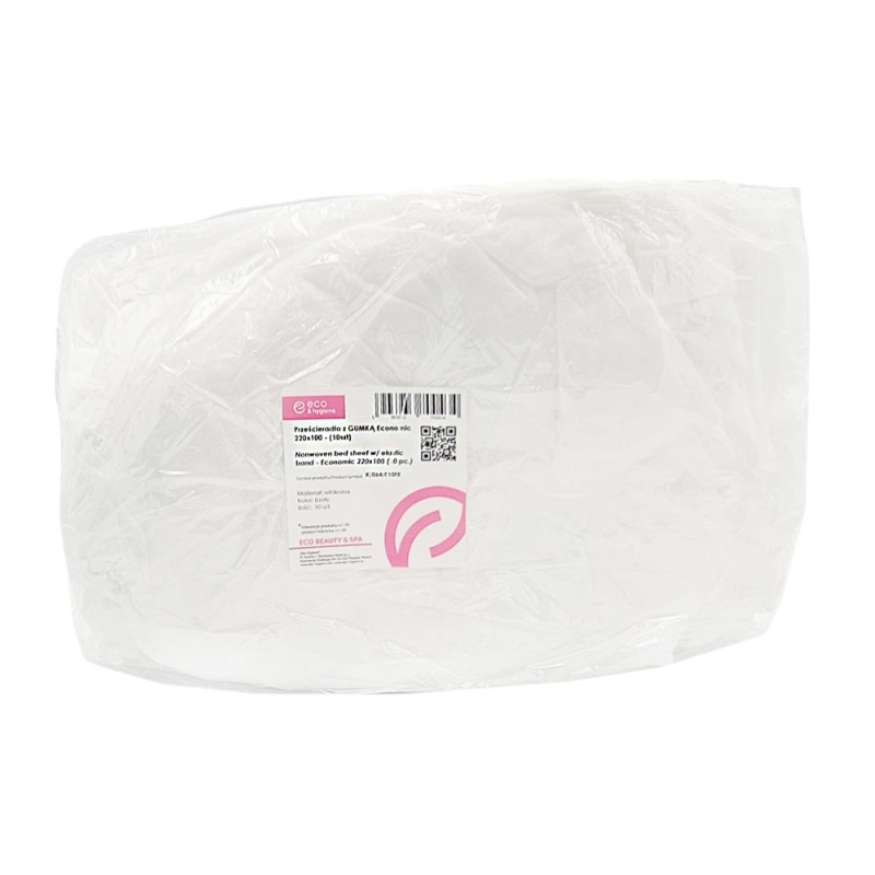 Prześcieradło jednorazowe z gumką 220cm x 100cm białe włóknina 15g 10szt x 10op