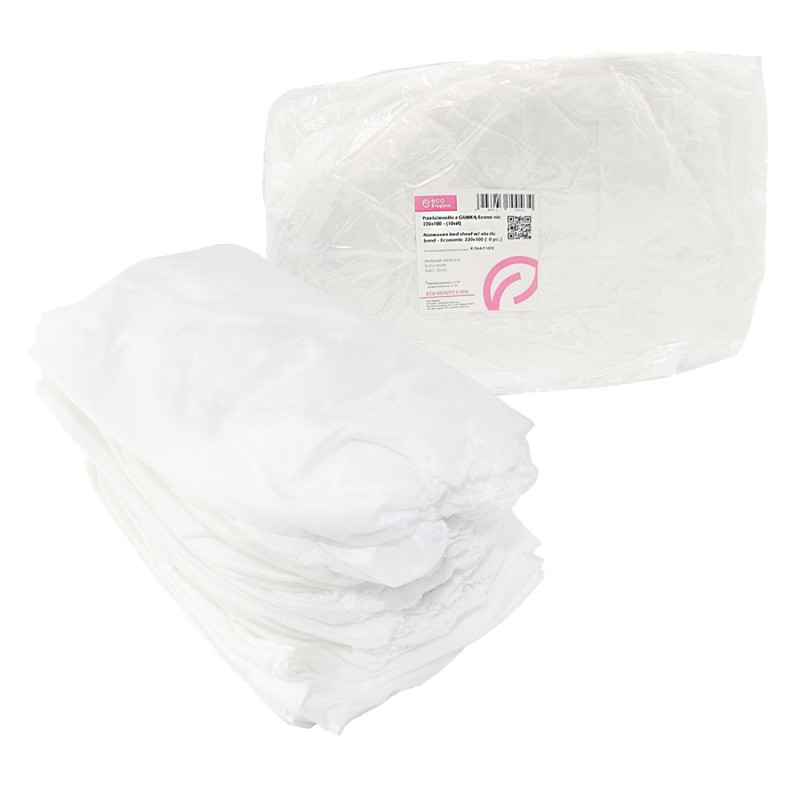 Prześcieradło jednorazowe z gumką 220cm x 100cm białe włóknina 15g 10szt x 10op