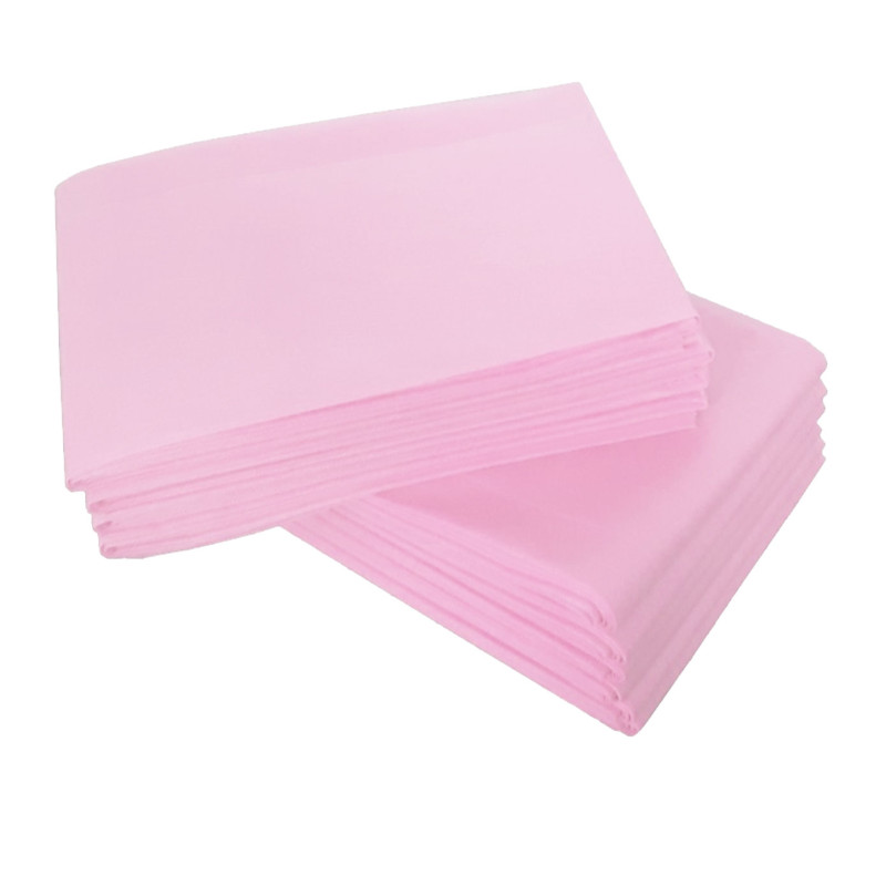 Prześcieradło jednorazowe 100cm x 215cm różowe włókninowe 15g 10szt x 10op
