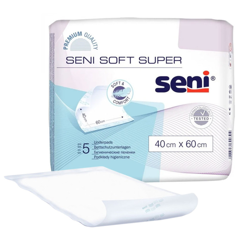 Podkład chłonny na łóżko 40cm x 60cm Seni Soft Super 5 szt x 24op