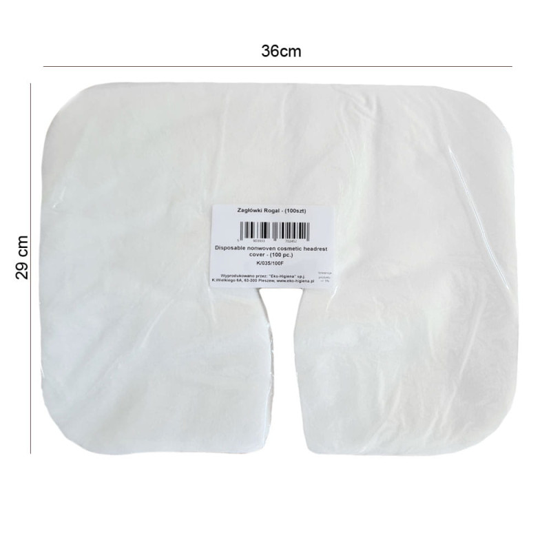 Podkład na zagłówek typu rogal 29cm x 36cm duży biała włóknina 100szt