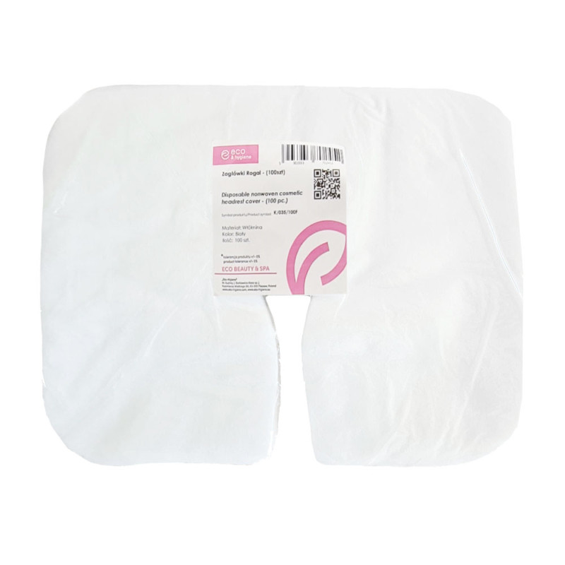Podkład na zagłówek typu rogal 29cm x 36cm biała włóknina 100szt x 10op