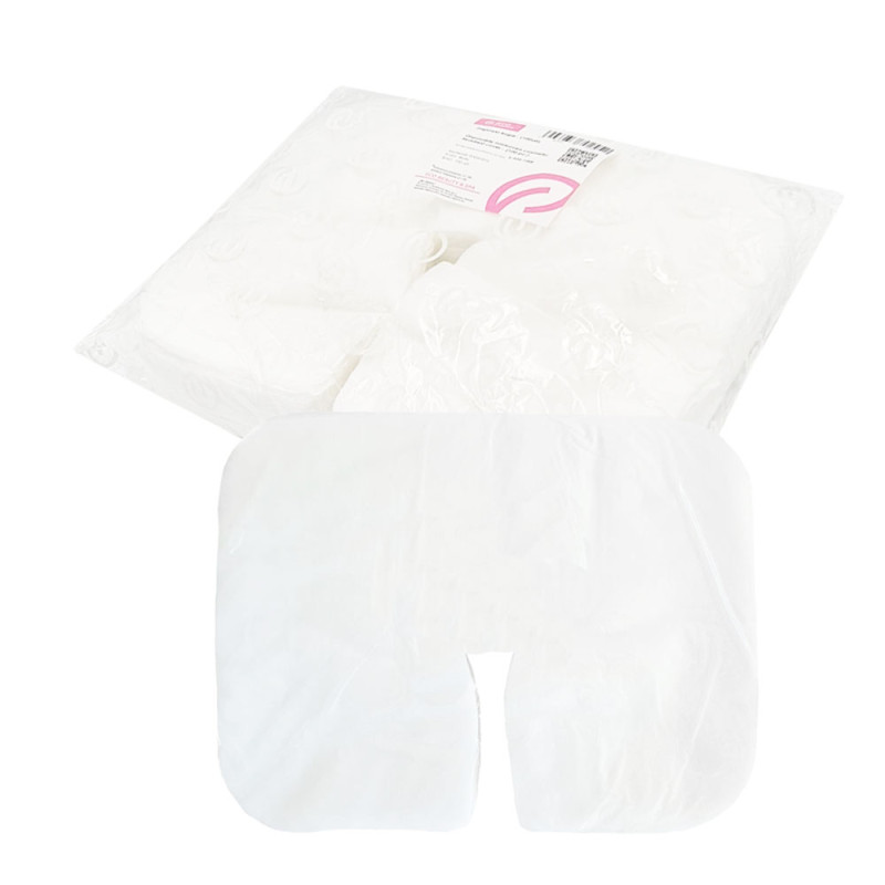 Podkład na zagłówek typu rogal 29cm x 36cm biała włóknina 100szt x 10op