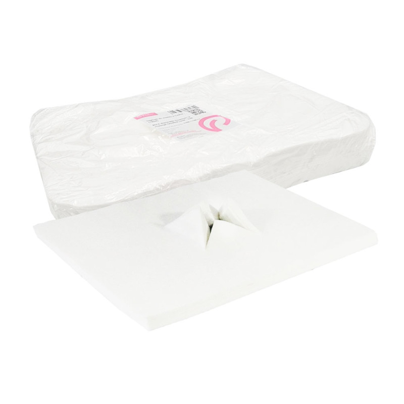 Podkład higieniczny pod głowę z nacięciem x na twarz biały 100szt x 10op