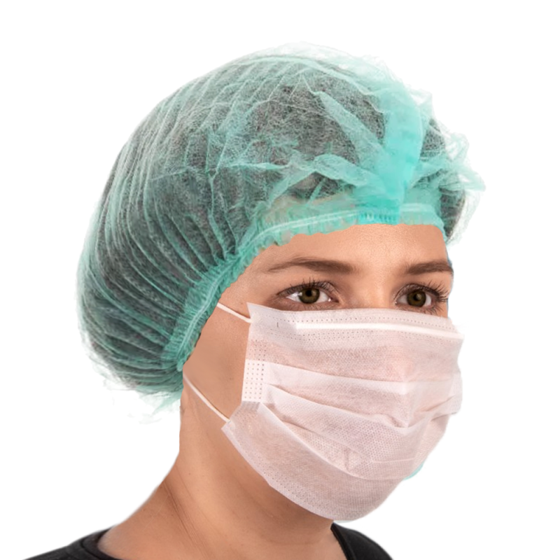 Czepek jednorazowy zielony clip flizelina 12g 100szt