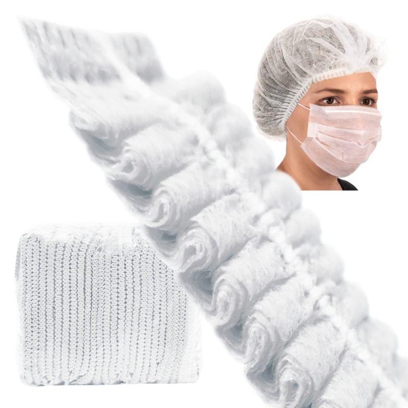 Czepki jednorazowe białe clip flizelina 12g 100szt karton 20op