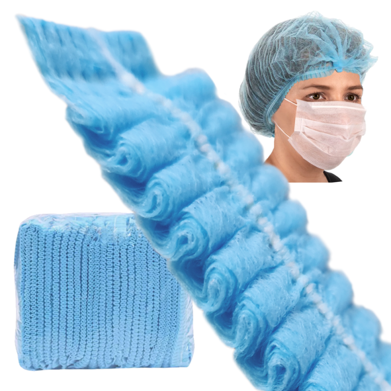 Czepki jednorazowe niebieskie clip flizelina 12g 100szt karton 20op