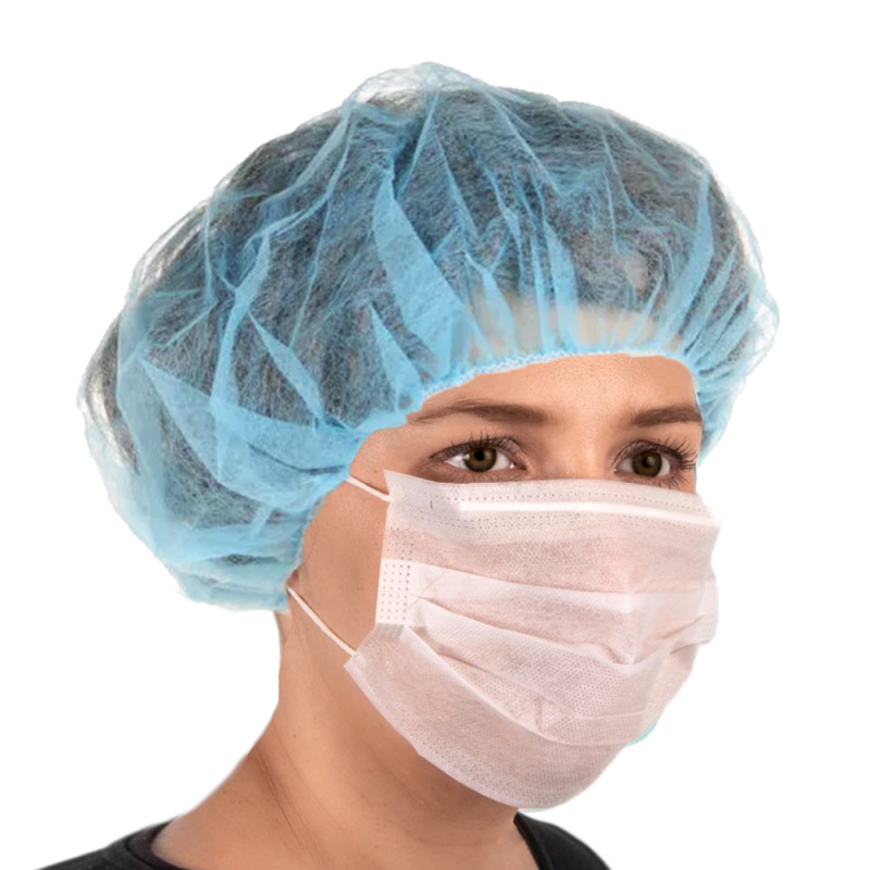 Czepki jednorazowe niebieskie beret flizelina 12g 100szt karton 20op