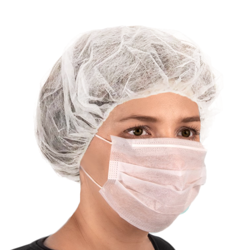 Czepki jednorazowe białe beret flizelina 12g 100szt karton 20op