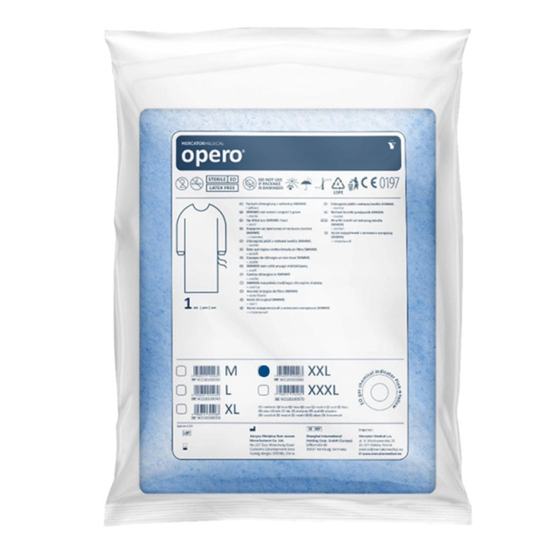 Fartuch chirurgiczny sterylny XXL z mankietem, wiązany na troki (włóknina SMMMS 35g) 1szt