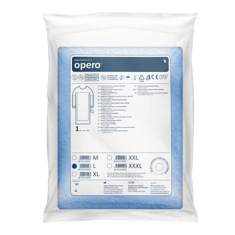 Fartuch chirurgiczny wzmocniony sterylny L z mankietem (włóknina SMMMS 35g + 40g) 1szt