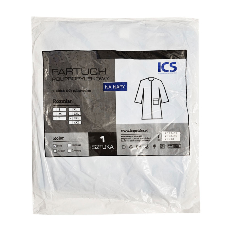 Fartuch jednorazowy biały XXXL na napy (flizelina 22g) 1szt
