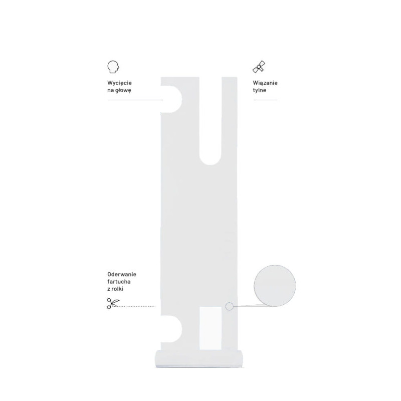 Fartuch foliowy wodoodporny biały 75cm x 120cm wiązany na troki (folia LDPE) 125szt