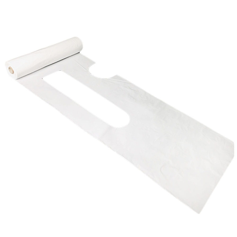 Fartuch foliowy wodoodporny biały 75cm x 120cm wiązany na troki (folia LDPE) 125szt