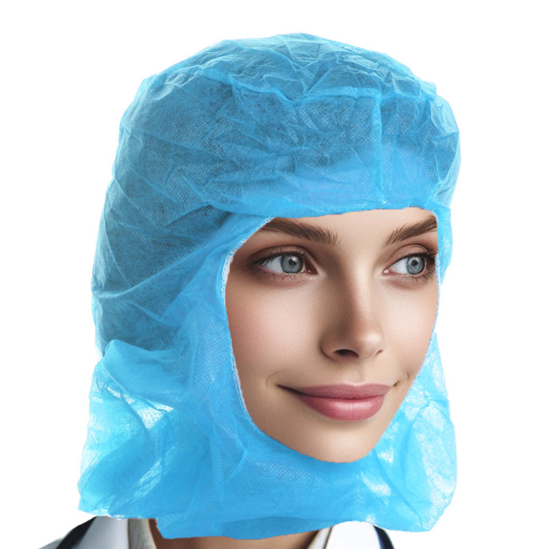 Kaptur jednorazowy kominiarka flizelinowa bez maski niebieski karton 100szt x 10op