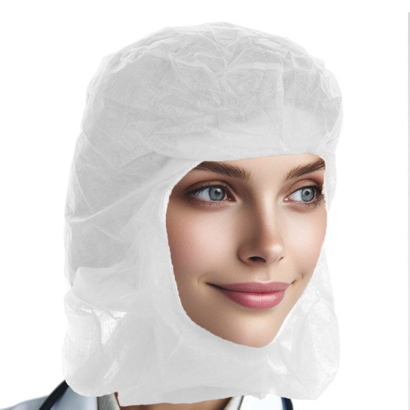 Kaptur jednorazowy kominiarka flizelinowa bez maski biały karton 100szt x 10op