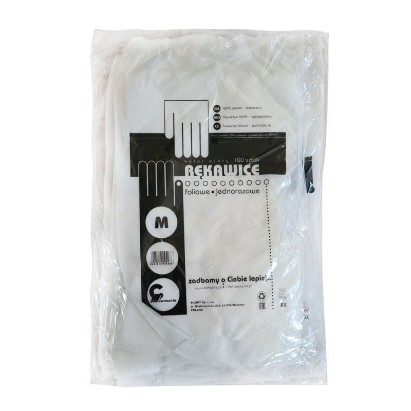 Rękawiczki foliowe zrywki jednorazowe rozmiar M 100szt