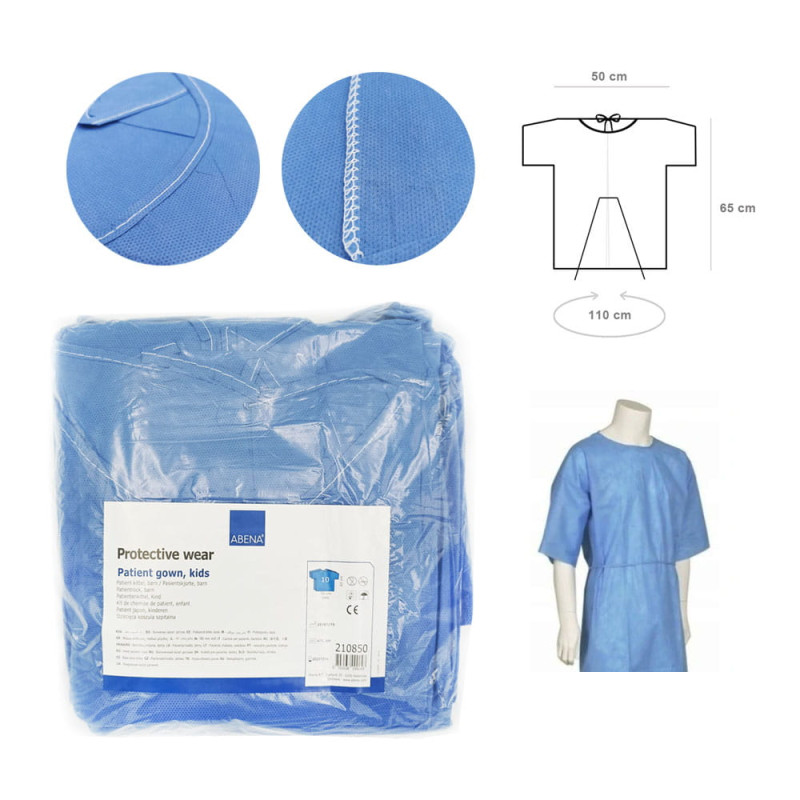 Koszula do szpitala dla dzieci XS/S jednorazowa wiązana SMS 35g 10szt