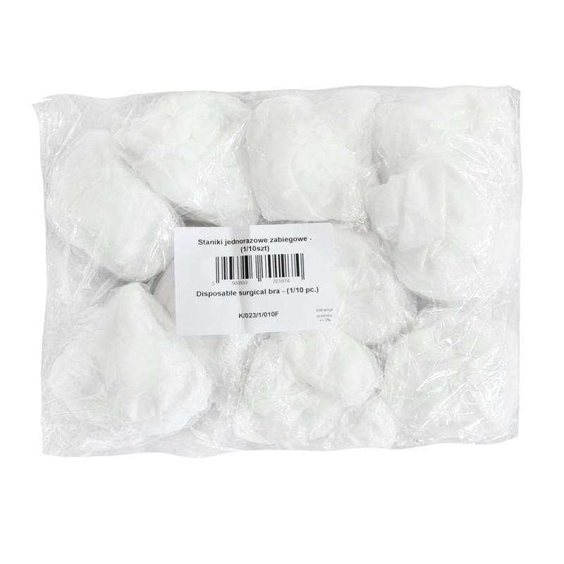 Stanik jednorazowy biustonosz zabiegowy biały włóknina nieprześwitujący 10szt