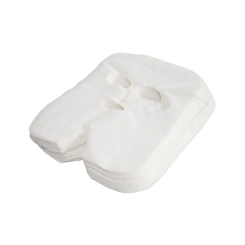 Maski kosmetyczne na twarz i szyje z włókniny z otworami na oczy i usta 100szt x 6op