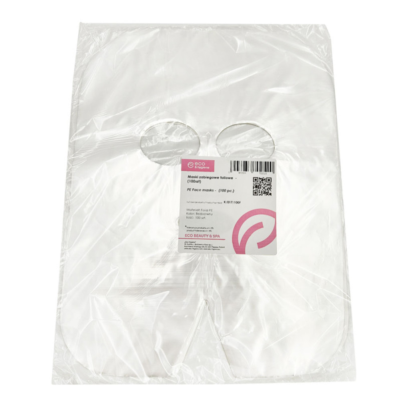 Maski kosmetyczne na twarz i szyje z foli z otworami na oczy i usta 100szt x 30op