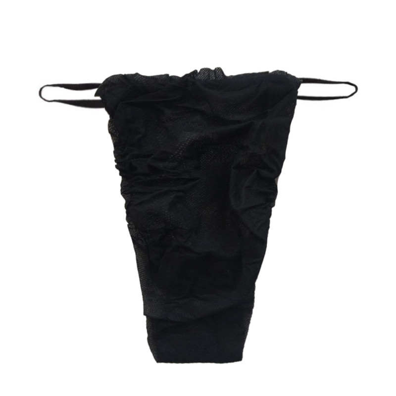 Stringi jednorazowe męskie czarne majtki do masażu włóknina nieprześwitujące 200szt
