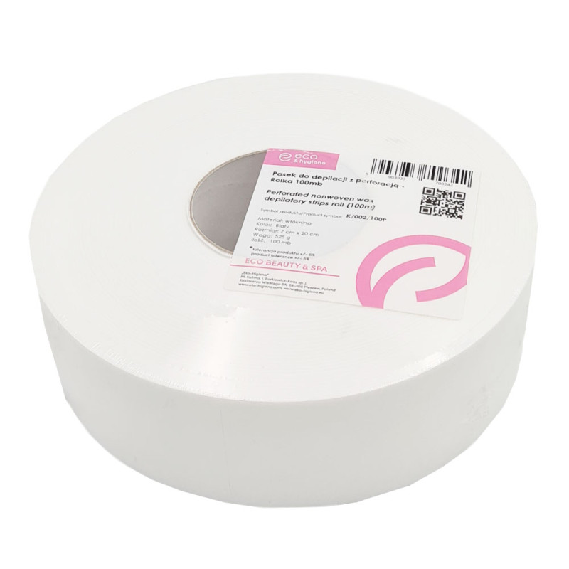 Pasek do depilacji z włókniny 7cm x 20cm na rolce z perforacją biały 500szt x 5rolek