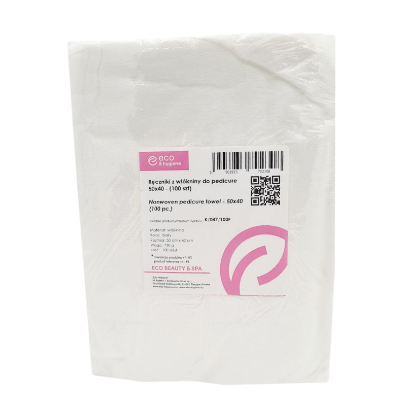 Ręcznik kosmetyczny do pedicure biały z włókniny 50cm x 40cm 600szt