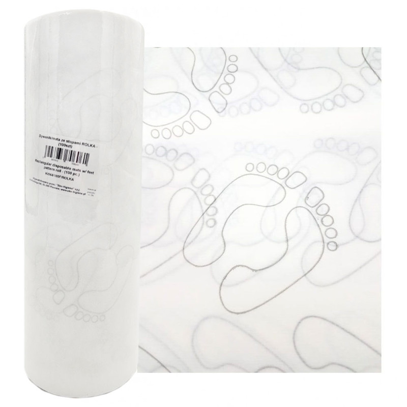 Podkład jednorazowy pod nogi mata podologiczna na rolce wzór stóp 100szt x 6op