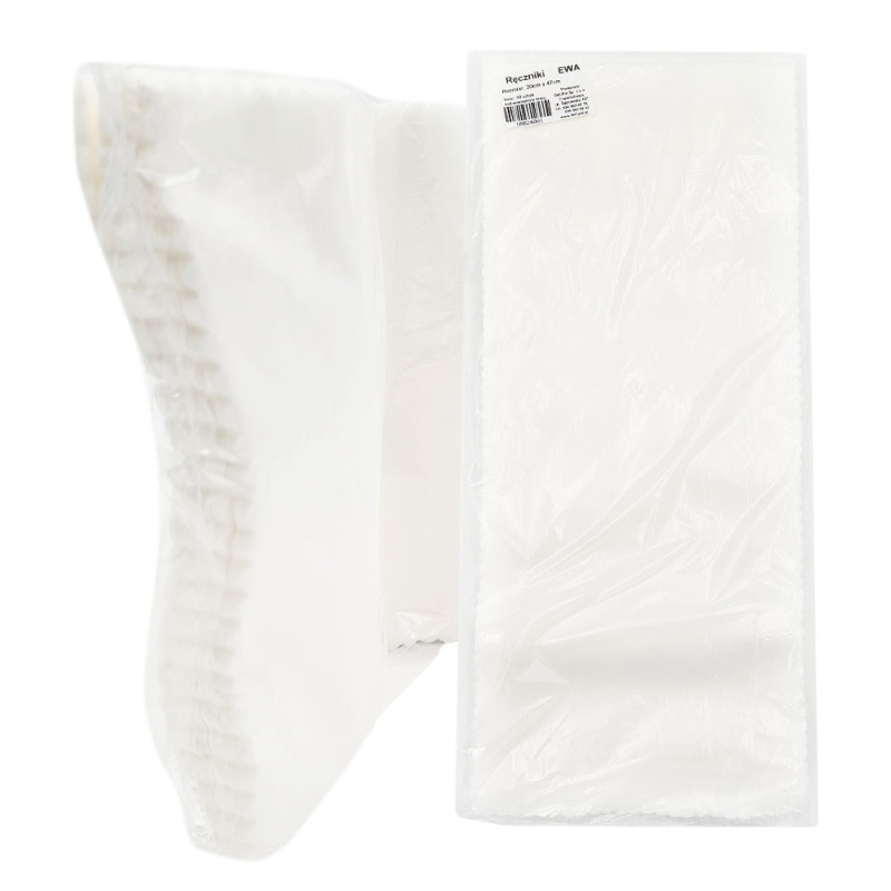 Ręcznik kosmetyczny Ewa biały z włókniny 20cm x 47cm do zmycia twarzy 50szt x 15op