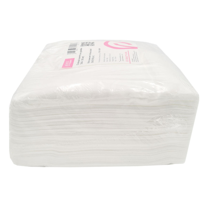 Chusteczki kosmetyczne z włókniny gładkie białe 25cm x 38cm 100 szt x 10op