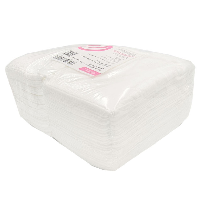 Chusteczki kosmetyczne z włókniny gładkie białe 25cm x 38cm 100 szt x 10op