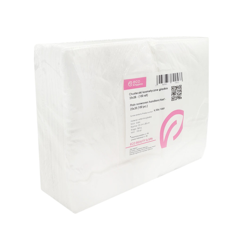 Chusteczki kosmetyczne z włókniny gładkie białe 25cm x 38cm 100 szt x 10op