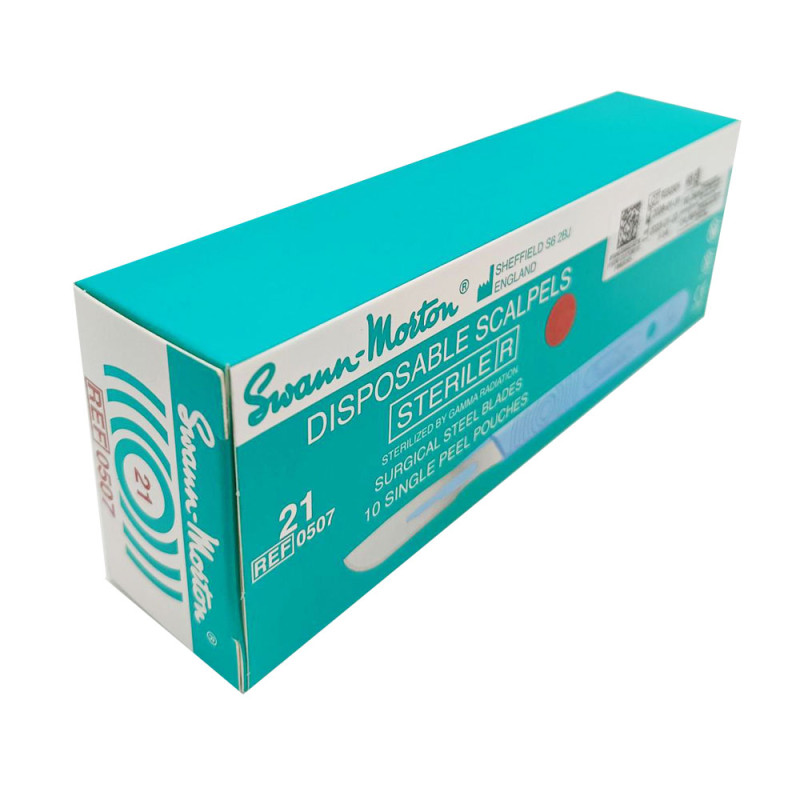 Skalpel chirurgiczny 21 sterylny 10szt stal nierdzewna Swann-Morton