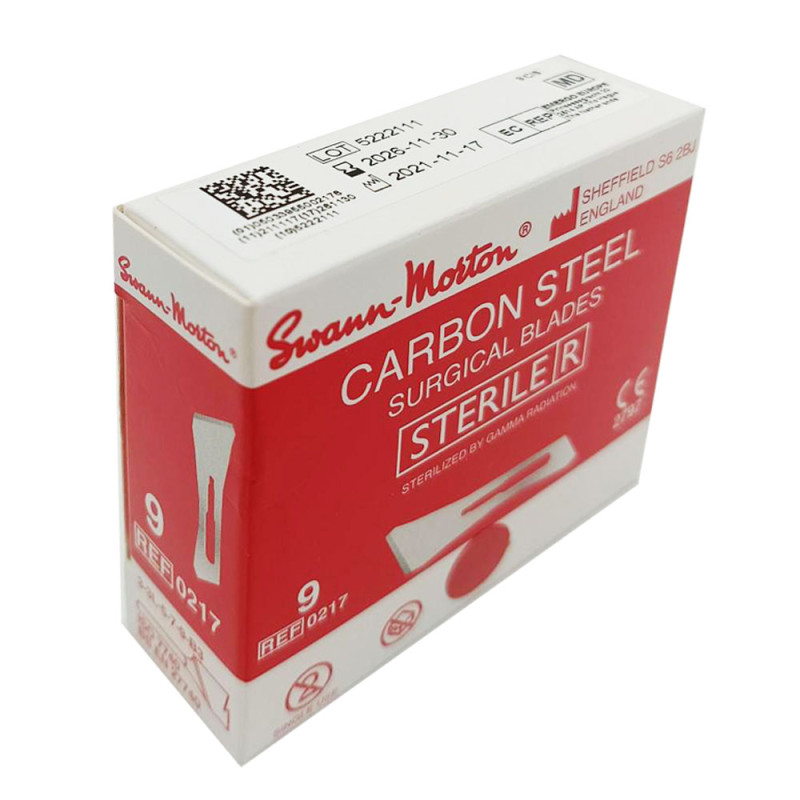 Ostrze chirurgiczne 9 sterylne 100szt stal węglowa Swann-Morton