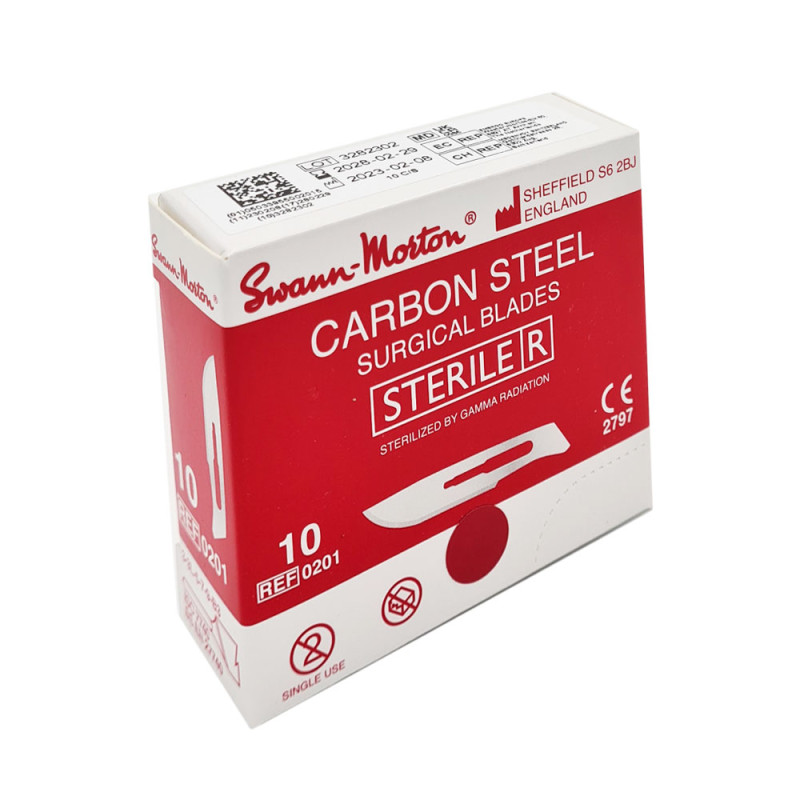 Ostrze chirurgiczne 10 sterylne 100szt stal węglowa Swann-Morton