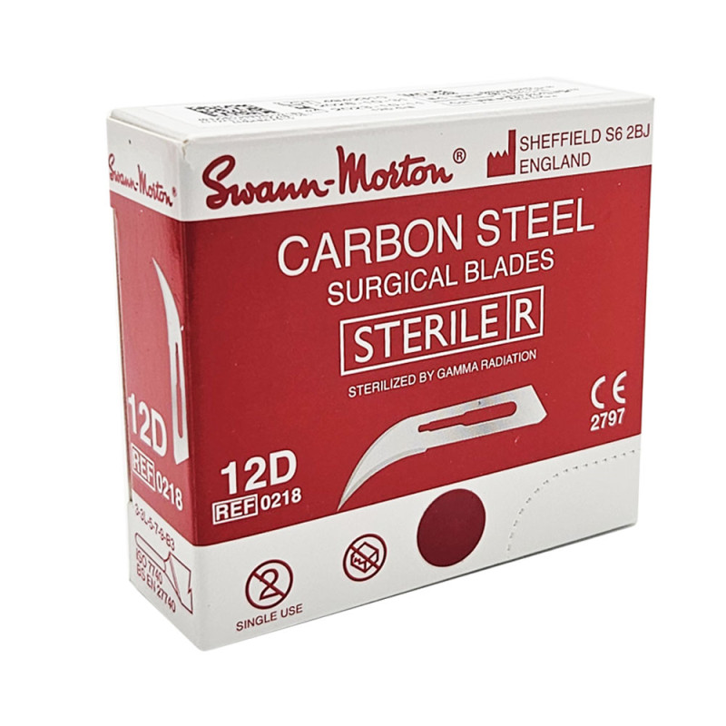 Ostrze chirurgiczne 12D sterylne 100szt stal węglowa Swann-Morton